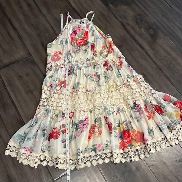 Anthropologie Ranna Gill Kalila Floral Pleated Lace Mini Dress - Size Medium - Picture 13 of 16